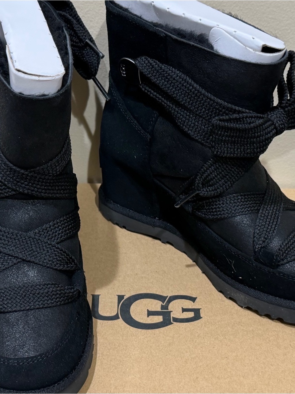 UGG Women's Black Lace-Up Suede Winter Boots